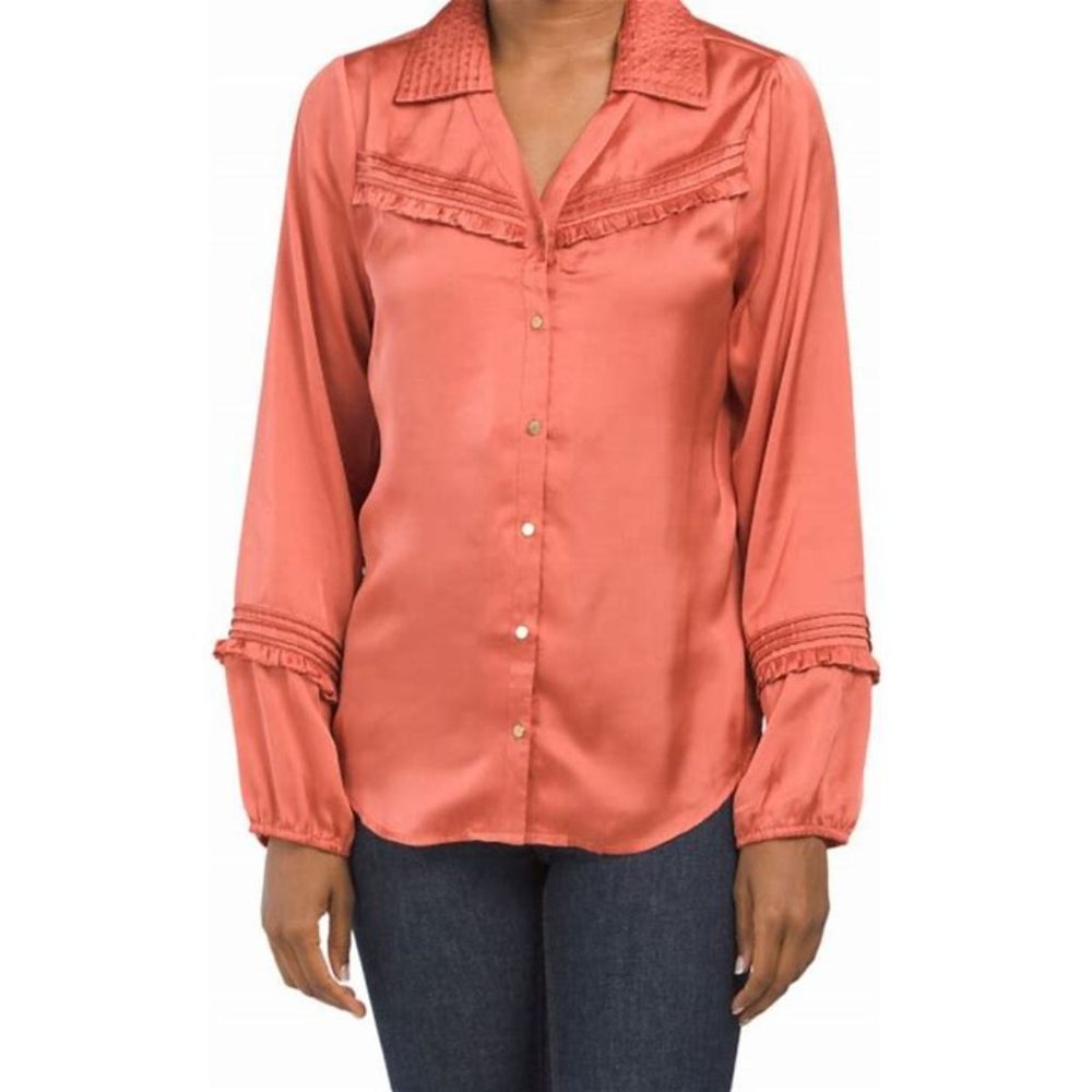 BELLDINI Ginger Pin Tuck Blouse with Bubble Sleeve NWT